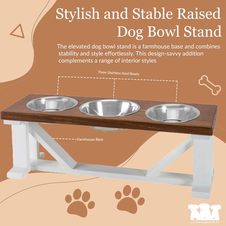 Bearwood Essentials 3 Bowl Elevated Dog Feeder Stand, Stainless Steel,  Hygienic Pet Feeding Station - Walmart.com