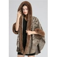 thumbnail image 3 of ZhangBaoLin Women Shawl Wrap Cardigan Faux Fur Collar Poncho Cape Sweater Winter Long Party Coat, 3 of 6