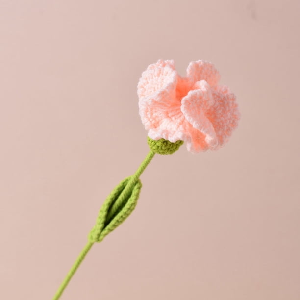 Clavel de ganchillo tejido a mano, flor de clavel exquisito, clavel falso de ganchillo, acabado estético para decoración del hogar y la Oficina