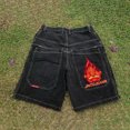 thumbnail image 1 of 2024 Y2k hombres pantalones cortos estampado Harajuku pantalones vaqueros holgados para hombres Hip Hop pantalones cortos casuales verano otoño pantalones cortos vaqueros góticos S-3XL, 1 of 5