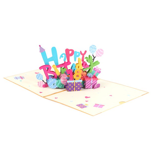 Feliz cumpleaños Jump Out Card Laser Cut 3D Tarjeta de felicitación para invitación de cumpleaños JShteea Libre de BPA