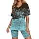 thumbnail image 4 of ICHUANYI Clearance Women's Summer Short Sleeve V-neck Tops Shorts Comfortable Homewear Two-piece Suit Sets(Mint Green, XL) ICHUANYI WER2023081116002, 4 of 7