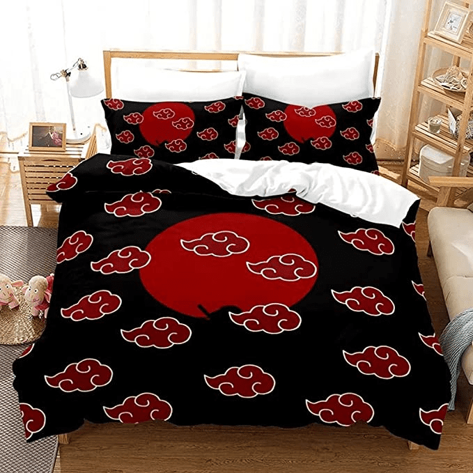 3PCS Anime Naruto Akatsuki Duvet Cover & Pillow Shams for Room ...