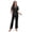 Black, variant on Ekouaer Women Pajamas Set Short Sleeve Button Down Sleepwear Soft Pjs Loungewear Pants Set Navy Tropics Small