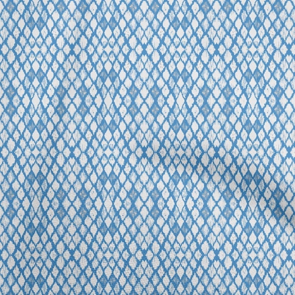 oneOone Cotton Cambric Medium Blue Fabric Ikat Craft Projects Decor Fabric Printed By The Yard 42 Inch Wide