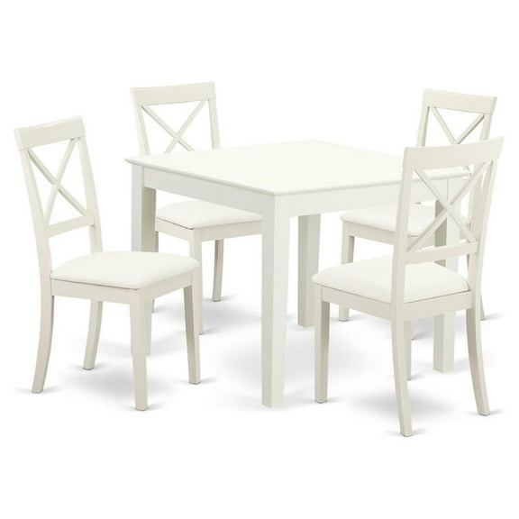 Pemberly Row 5-piece Wood Dining Set with Leather Seat in White