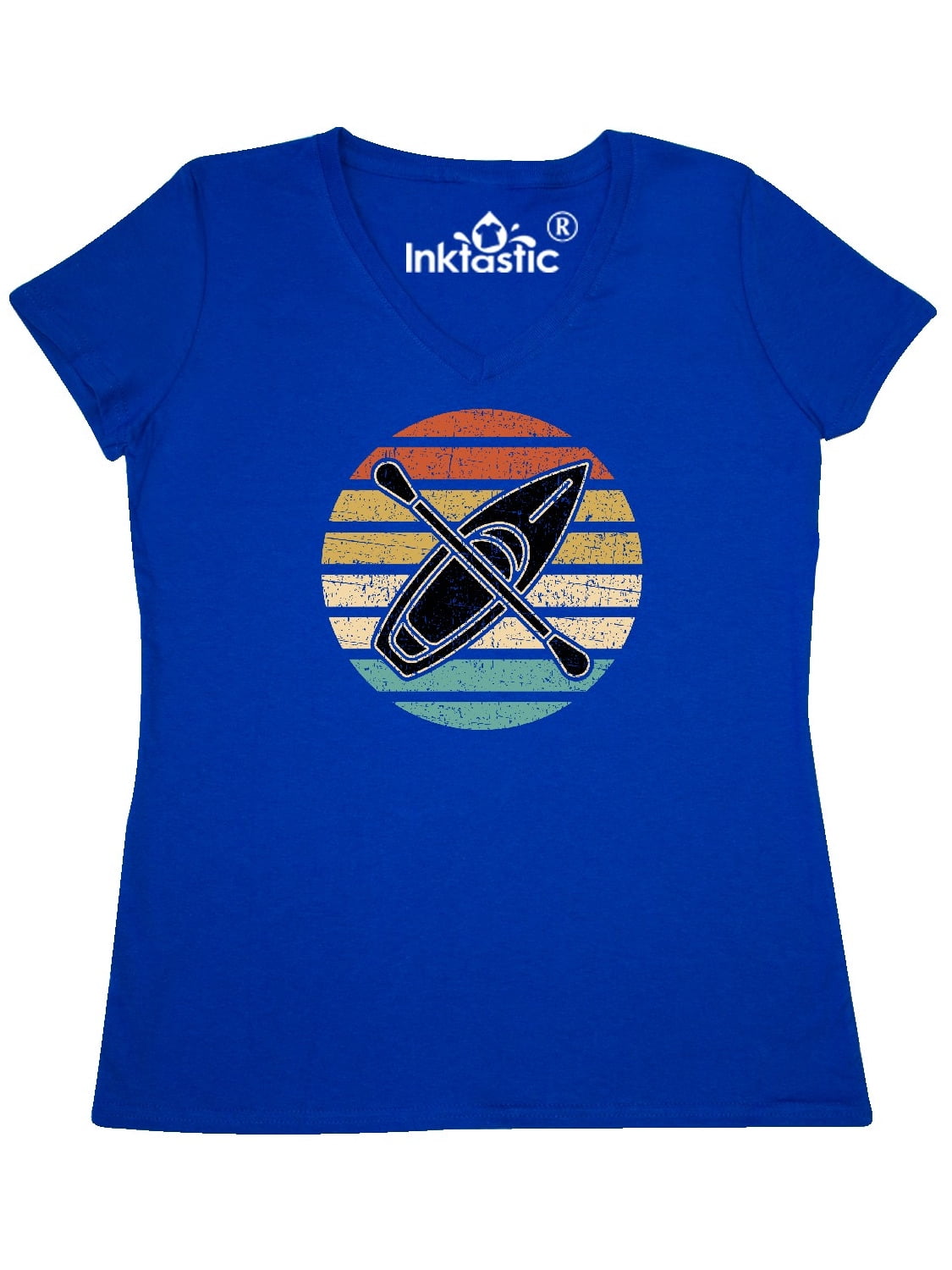 Kayaking Gift Retro Kayak Boating Women's VNeck TShirt