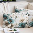 thumbnail image 2 of Teal Tulip Butterfly Pillow Covers 16"x24", Beige Turquoise Floral Grey Wooden Soft Brushed Microfiber Breathable Throw Pillow Covers, Decorative Pillowcase with Zipper for Couch Sofa Bedroom, 2 of 9