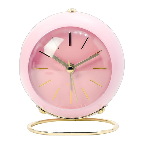 DESIGNICE Alarm Clock,Stable Rounded Base Small Clock,Chic Contemporary Accent Analog Alarm Clock,Pink,11*8.3Cm