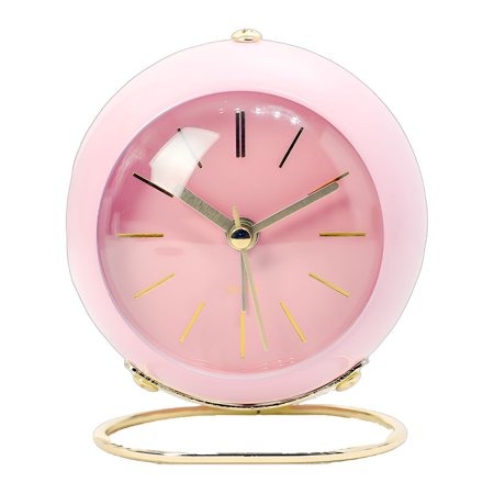 DESIGNICE Alarm Clock,Stable Rounded Base Small Clock,Chic Contemporary Accent Analog Alarm Clock,Pink,11*8.3Cm