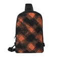 thumbnail image 3 of Chest Bag Dual Pocket 11.8×7.7×2.4in Waterproof Double-Pocket Large Capacity With No Inner Pouch Pockets And Double Drawstrings Argyle Plaid Darksalmon_1, 3 of 8