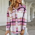 thumbnail image 2 of Lindreshi Shackets for Women 2025 with Pockets Women's Casual Plaid Turndown Button Coat Coat Cardigan Coat, 2 of 7