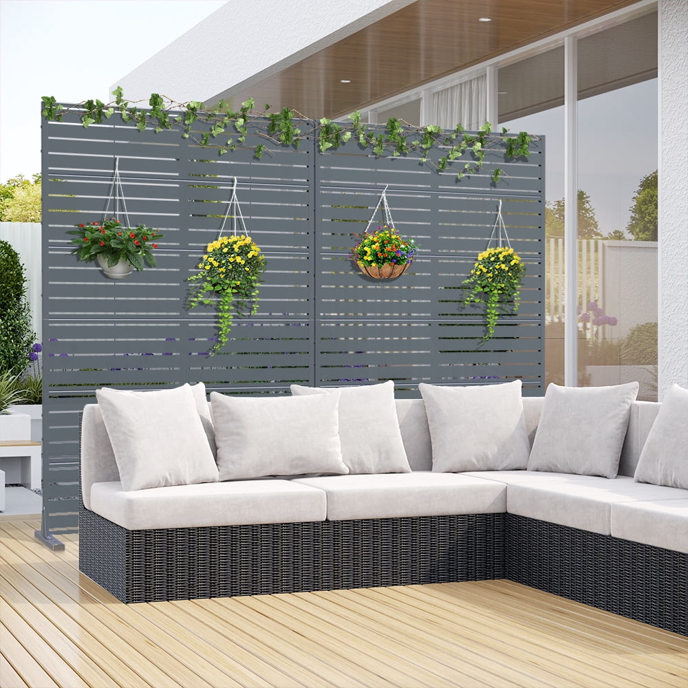 Privacy Metal Screen Fence Panel Horizontal Stripe Pattern