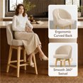 thumbnail image 3 of ReNest 27" Counter Height Bar Stools, Upholstered Barrel Back Barstools with Solid Wood Legs & Footrest, for Kitchen Island & Home Bar, Sand Fabric, Set of 4, 3 of 13