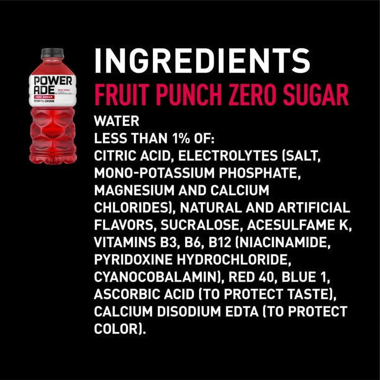 POWERADE Zero Sugar Fruit Punch, 28 fl oz, Pack of 8
