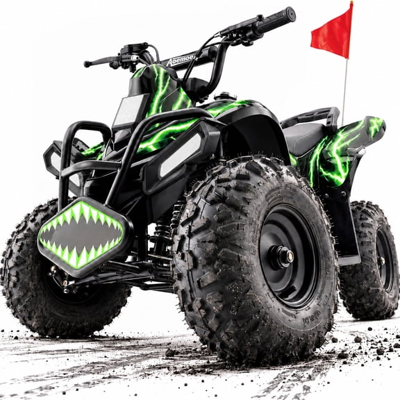 40cc Kid Gas ATV, Gas Powered 4 Wheeler for Kid 6 , 4-Stroke Beginner ATV, Up to 15 MPH, Adjustable Speed, Safety Switches, Front & Rear Brakes - Green
