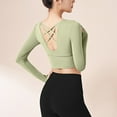 thumbnail image 3 of aidice Yoga Tops for Women Athletic Round Neck Long Sleeve Slim Fitting Backless Cropped Workout Tops, 3 of 5