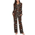thumbnail image 4 of Enjoytime Comfy Sets for Women Clothing Halloween Printed Long Sleeve Button Down Shirts Loose Pants Sleepwear Trendy Casual Soft Pajama Set, 4 of 6