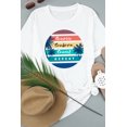 thumbnail image 2 of ABPHQTO Camiseta de manga corta con bloque de color gráfico de playa con letras blancas para mujer, 2 of 5