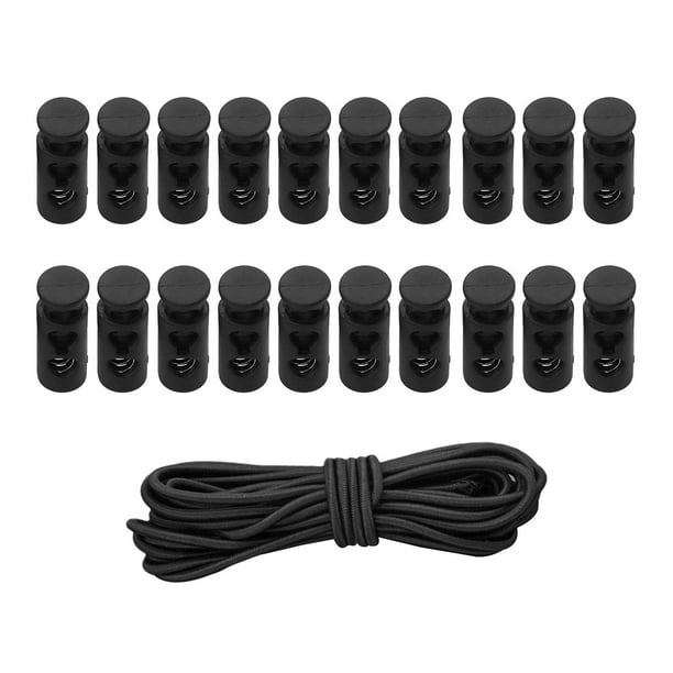 Colaxi 20 Pcs Spring Loaded Toggle Stopper Cord Locks Elastic Cord, Black , Other Style 2
