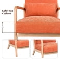 thumbnail image 3 of PAPROOS Mid Century Modern Accent Chair with Arms, Upholstered Reading Chair with Solid Rubberwood Frame, Lumbar Pillow and Thick Cushion for Living Room Bedroom, Orange, 3 of 8