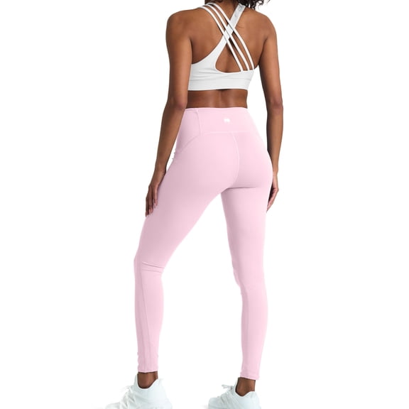 Two Piece Workout Set for Women High Waist Leggings and Strappy Sports Criss-Cross Bra, Blossom & White / Small
