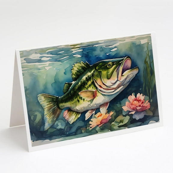 Largemouth Bass Greeting Cards Pack of 8 7 in x 5 in