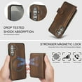 thumbnail image 4 of Decase for Samsung Galaxy S24 FE Flip PU Leather Back Cover with 2-in-1 Detachable Magnetic Wallet with 5 Card Slots Compatible Mag-Safe and RFlD Blocking Kickstand and Wireless Charging,Brown, 4 of 6