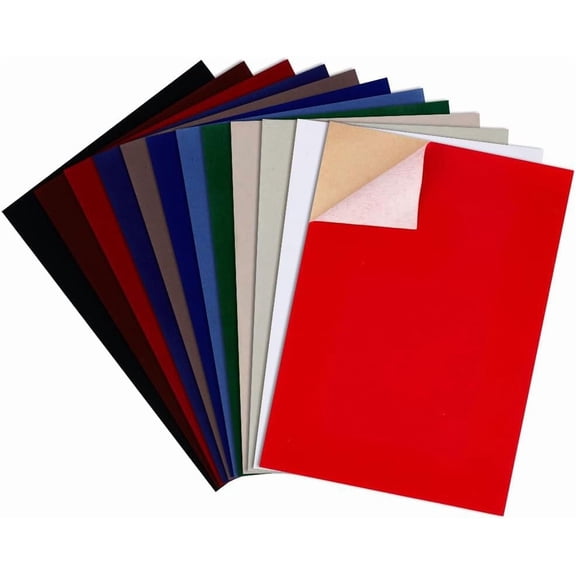 24Pcs 12 Colors Self-Adhesive Velvet Flocking Liner Sheet 11.6x7.8inch DIY Flocking Sewing Fabric DIY