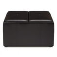 thumbnail image 3 of Avalon 34 in.W Pouf de Rangement pour Table Basse en Cuir Tanneurs Marron Faux Air, 3 of 7