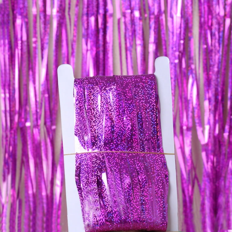 Purple Tinsel Curtain Party Backdrop - Foil Fringe Curtain Party Decor  Photo Booth Streamers for Mermaid Birthday Euphoria Themed Party Decorations  