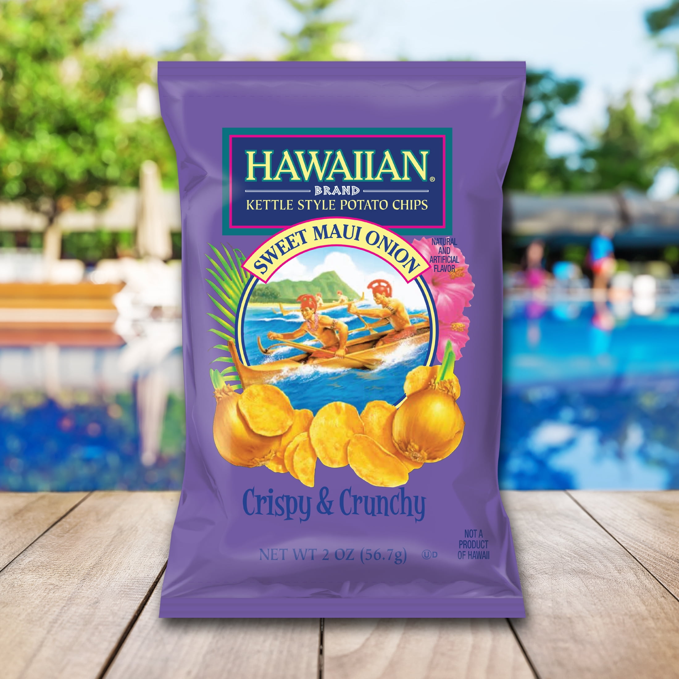 Hawaiian Brand Sweet Maui Onion Kettle Style Potato Chips, 2 oz Bag