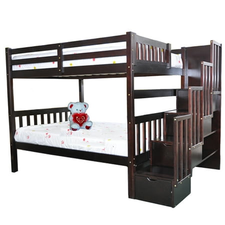 Staircase Full Over Bunk Bed With, Full Stairs Bunk Bed