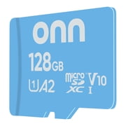 onn 128GB C10 U1 V10 A2 microSDXC Flash Memory Card + Reader, for Phones, Cameras, Tablets & Drones