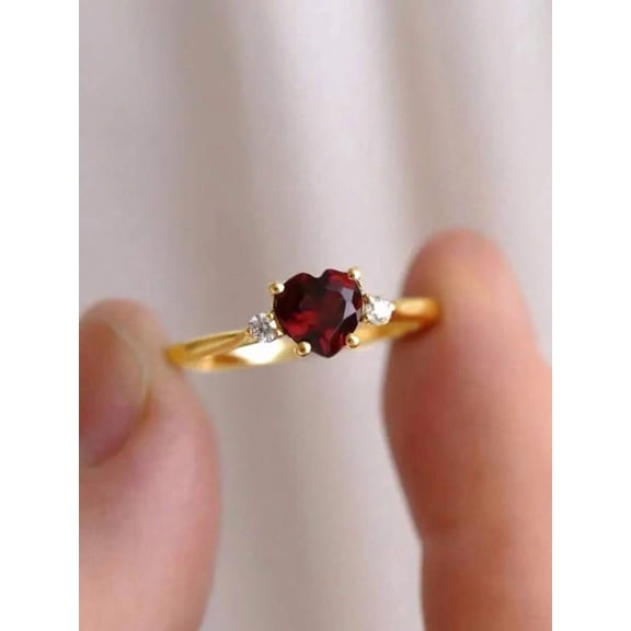 Yellow Gold Heart Cubic Zirconia Ring With Side Stones, Romantic Jewelry For Valentines Day, Wedding, Engagement