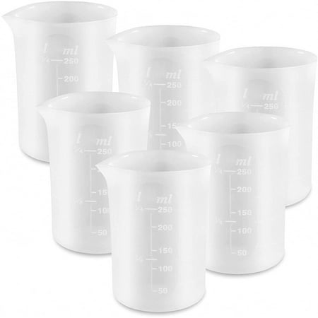 

250 ml Silicone Measuring Cups for Resin Non-Stick Mixing Cups Glue Tools Precise Scale for for Resin DIY Craft Jewelry Making 6 PCS