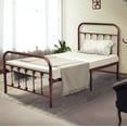 thumbnail image 2 of Golden Gate Beds Vintage Wrought Iron BedFrame with Classic Metal Platform Base, Headboard and Footboard, No Box Spring Needed, Easy Assembly, Mattress Base, Noise-Free, Sleek Brown Finish- Twin Size, 2 of 5