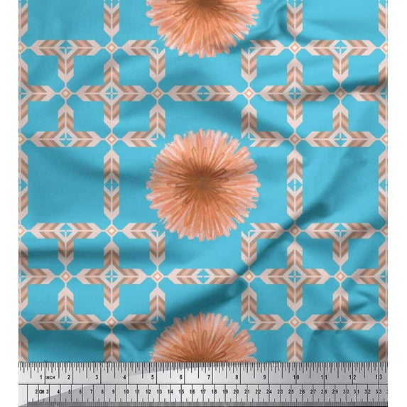 Soimoi Cotton Poplin Fabric Artistic Flower & Arrow African Print Fabric by the Yard 56 Inch Wide