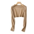 thumbnail image 5 of Women Knit Crop Top Long Sleeve Shrug Sweater Mesh Cover Ups Thin Cardigan Streetwear Cape Summer Shawl, 5 of 7