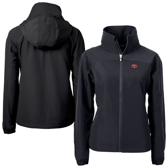 Women's Cutter & Buck Black San Francisco 49ers  Charter Eco Recycled Full-Zip Jacket