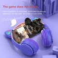 thumbnail image 4 of Bearachild Auriculares Auriculares inalámbricos con orejas de dibujos animados Auriculares para juegos de computadora Auriculares con sonido estéreo Cables de audio/vídeo Violeta, 4 of 6