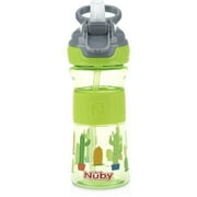 Nuby 2314954 12 oz Nuby Push Button Flip-it Soft Spout on The Go Cup, Green Cactus - Case of 12