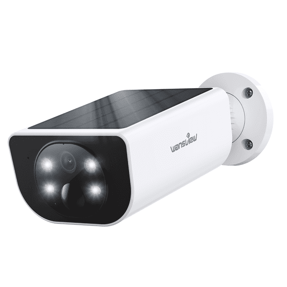 Wansview 2K Solar Camera WiFi Outdoor Wireless with Spotligt, Waterproof, PIR Alert, Siren, Color Night Vision, Two-Way Audio, Works with Alexa