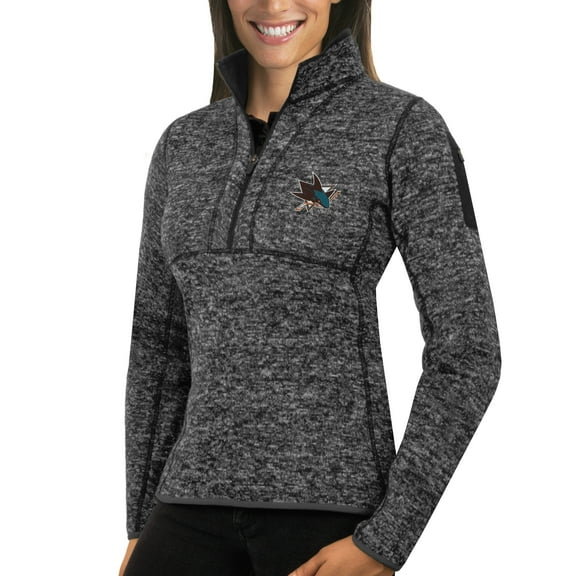 Women's Antigua Charcoal San Jose Sharks Fortune Half-Zip Sweatshirt