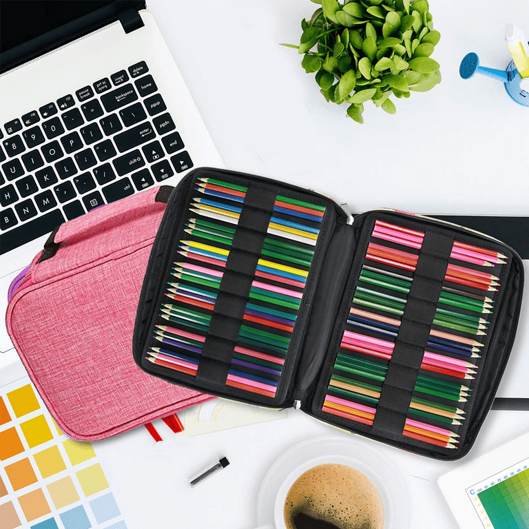 jxfwels 72 Slots Pencil Case Pen Case High Capacity Pens Holder Colored Pencils Organizer Storage for Watercolor Pens Markers - Black