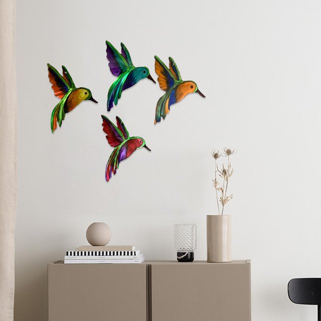 Colibrí hecho , decoración de pared, decoración de Metal para , colgante para , casa, jardín, exterior, inauguración de Cuatro pájaros Macarena Pared de arte de colibrí