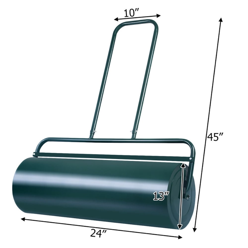 Resenkos Manual Lawn Aerator, Aerator Lawn Tool, 24 x 13 Inch Tow Lawn Roller Water Filled Metal Push Roller-Green