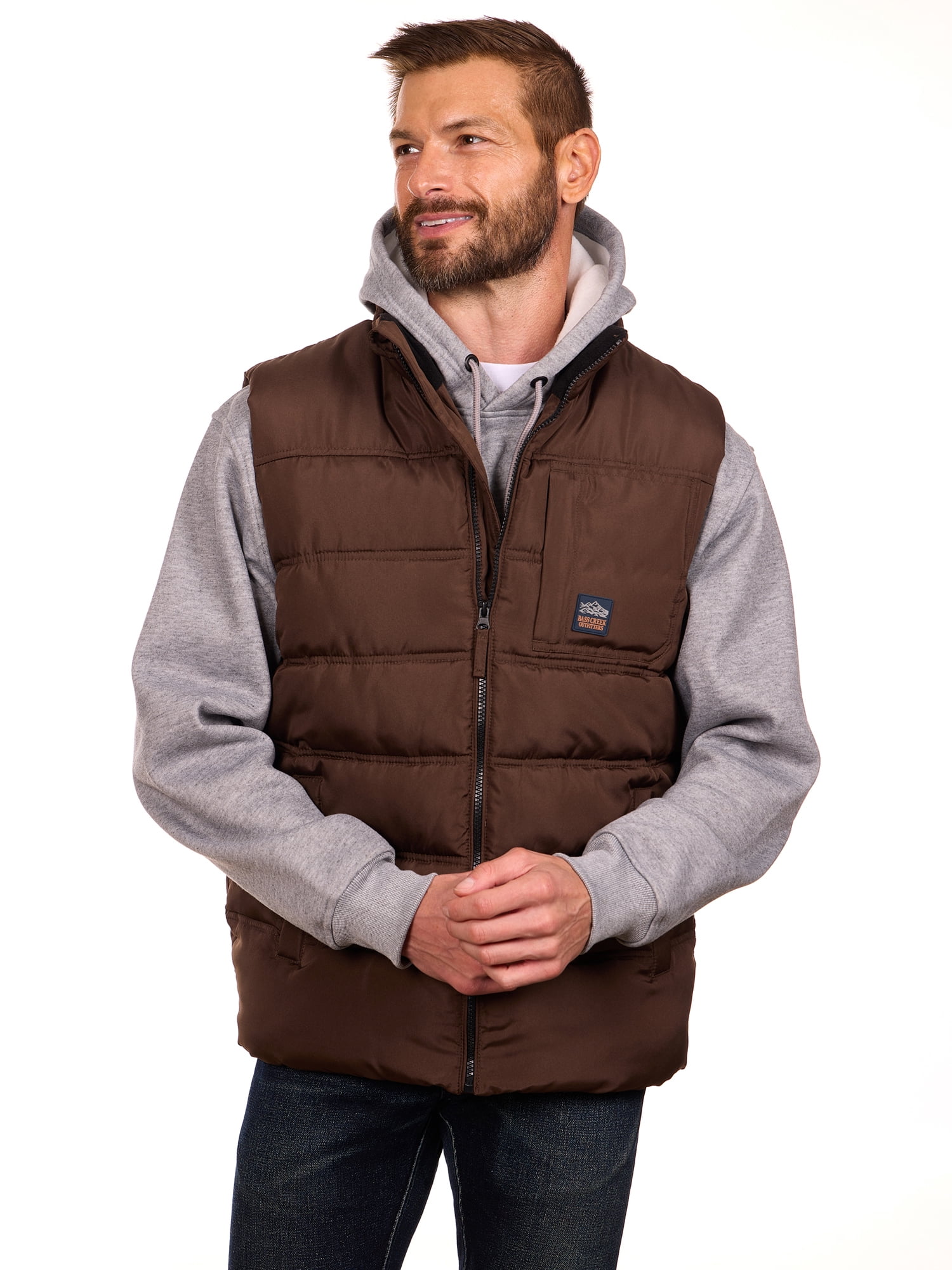 Bass Creek Outfitters Men's Double Needle Quilted Puffer Vest, Sizes M-XXL