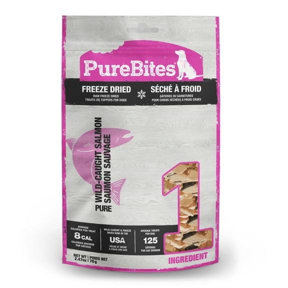 PureBites Salmon Freeze Dried Dog Treats, 1 Ingredient, 2.47oz
