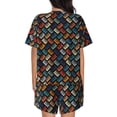 thumbnail image 3 of Kdxio Retro Tape Print Pajamas Sets for Women Short-Sleeved Pjs with Lounge Shorts Two Piece Sleepwear S-4XL, 3 of 9